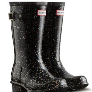 Hunters Kids Original Giant Glitter Rain Boot, Black, 5